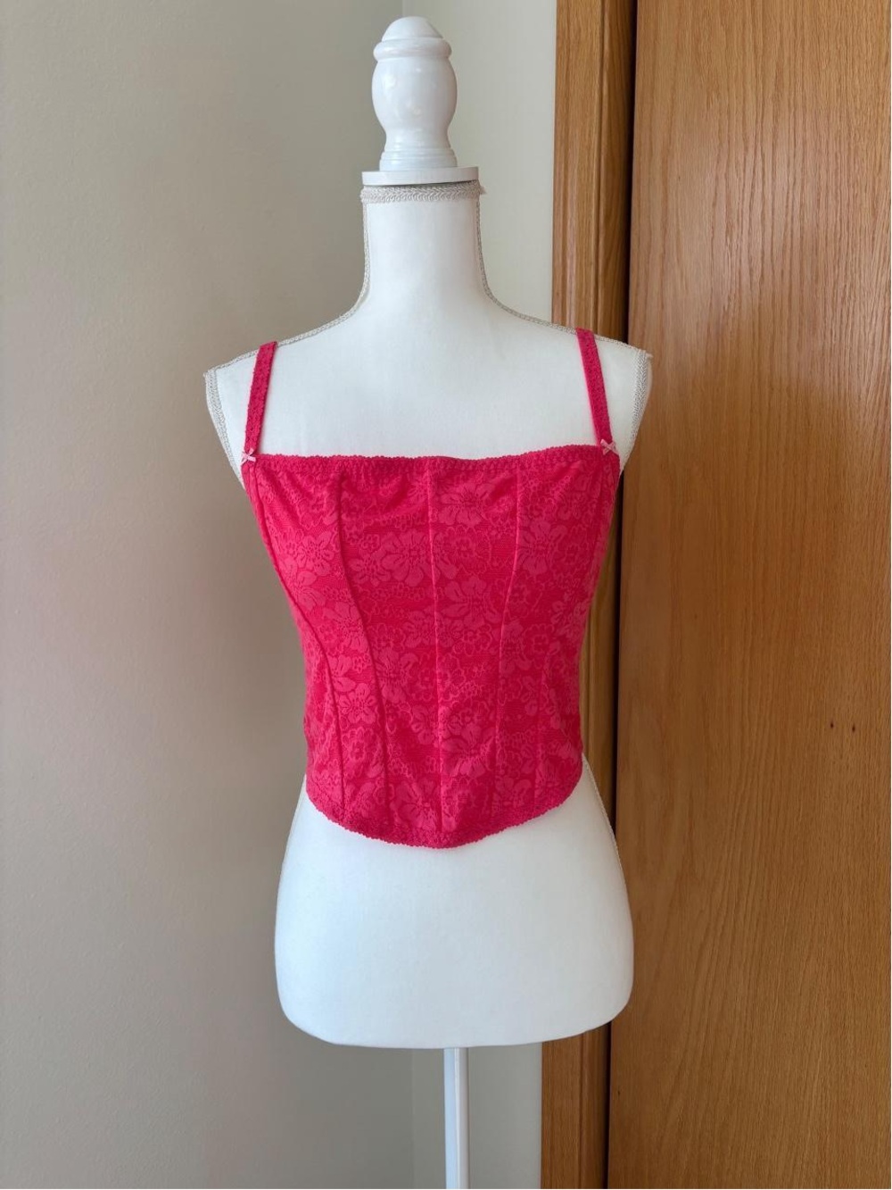 PINK Victoria's Secret Hot Pink Lace Bustier Camisole